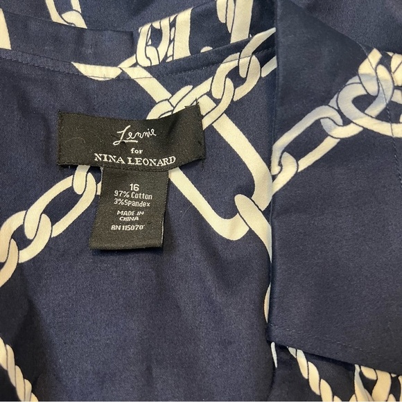 Lennie for Nina Leonard Cotton-Blend Chain-Print Nautical Dress. Size 16. - Picture 12 of 16